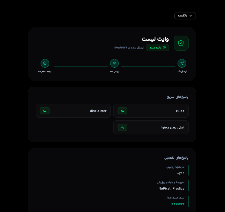 درخواست وایتلیست